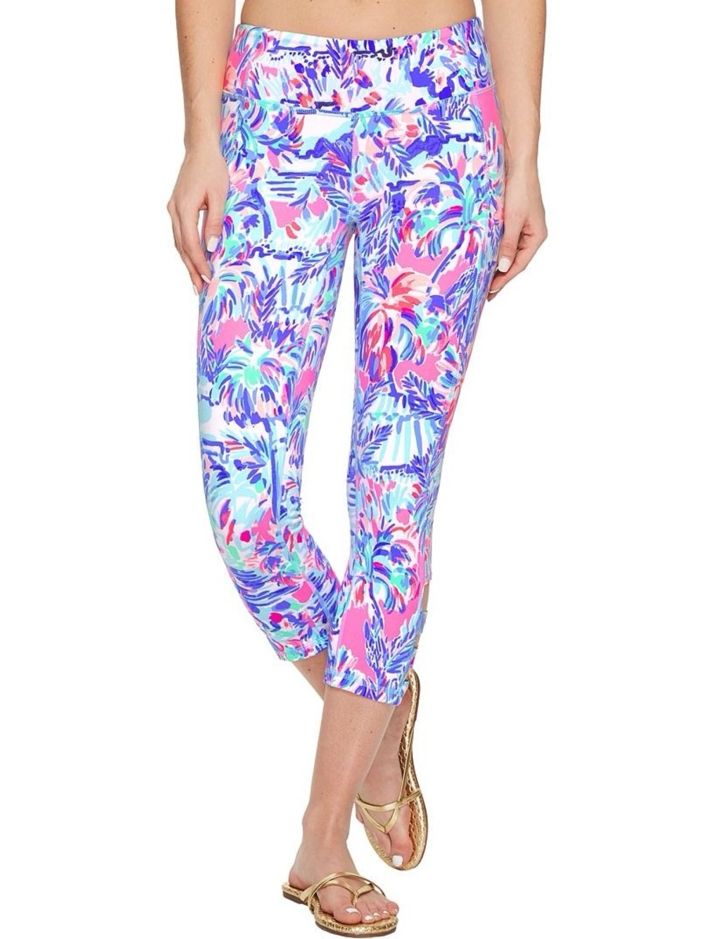 Lilly Pulitzer Weekender Crop Luxletic 50+SPF Size Large Cabana Cocktail